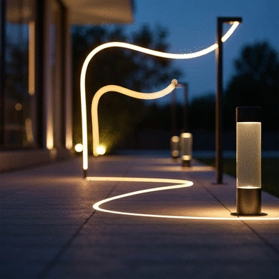 Outdoor evening lighting setup