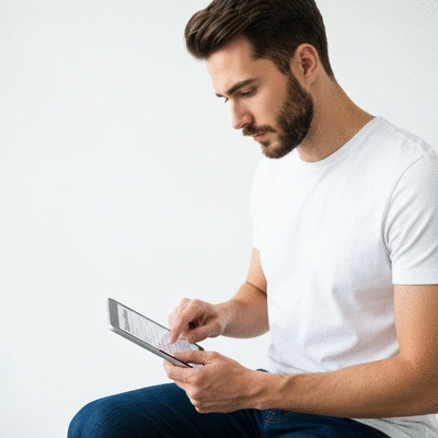 User submitting online form on tablet