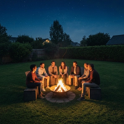 Cozy gathering around a fire pit with friends