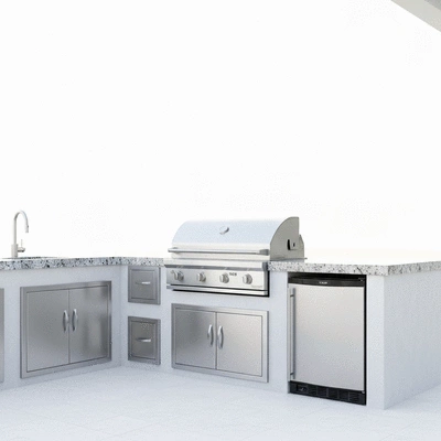 Outdoor kitchen setup with durable materials