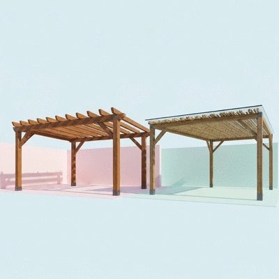 Product showing different pergola materials