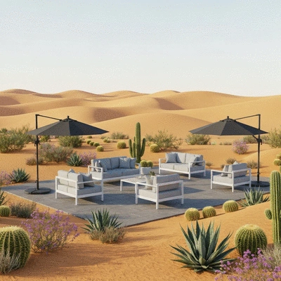 Beautiful patio setup in the desert