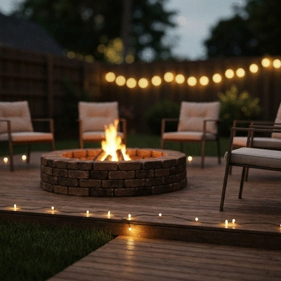 Fire pit in a cozy backyard setting