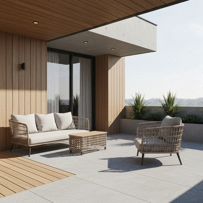 Patio design concept with materials