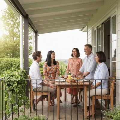 User enjoying their covered patio with family