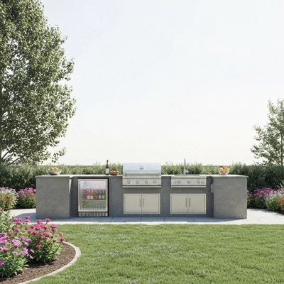 Outdoor kitchen setup in a backyard