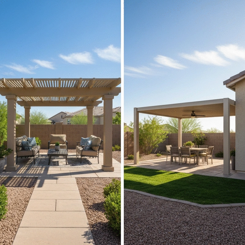 Covered Pergolas vs Open Shade Structures: Queen Creek Homeowner Guide