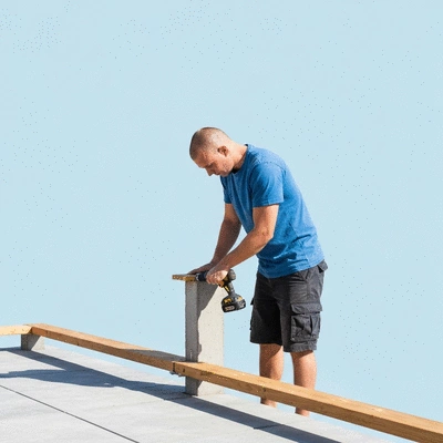 User working on a DIY patio project