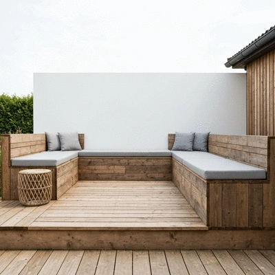 Beautifully designed DIY patio with seating