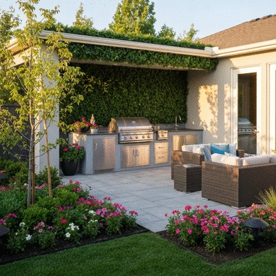 Backyard oasis after transformation